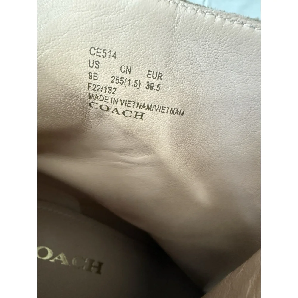 COACH Women's Iona Suede Platform High Chunky Y2K Block Heel Booties Size 9 Tan - Picture 11 of 12